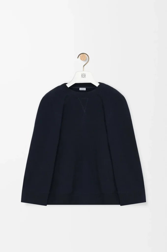 Felpa con cappuccio in misto cotone Blu notte Felpa con cappuccio in misto cotone Blu notte