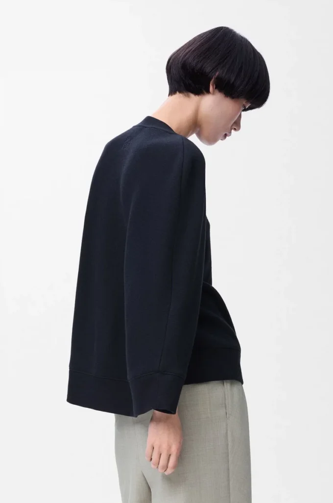 Felpa con cappuccio in misto cotone Blu notte Felpa con cappuccio in misto cotone Blu notte