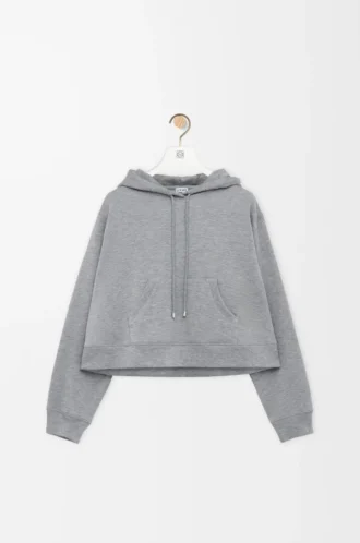 Felpa con cappuccio trapezio in misto cotone Grigio melange