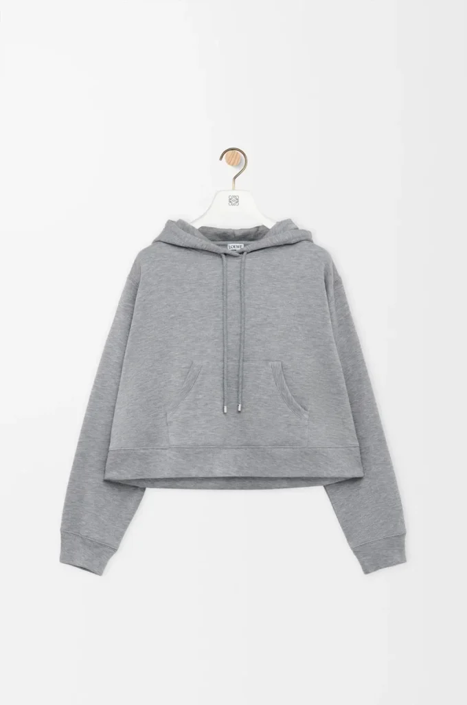 Felpa con cappuccio trapezio in misto cotone Grigio melange