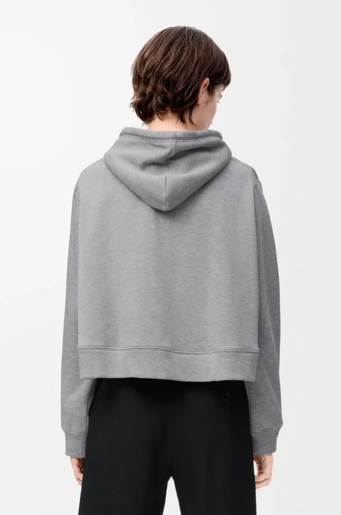 Felpa con cappuccio trapezio in misto cotone Grigio melange