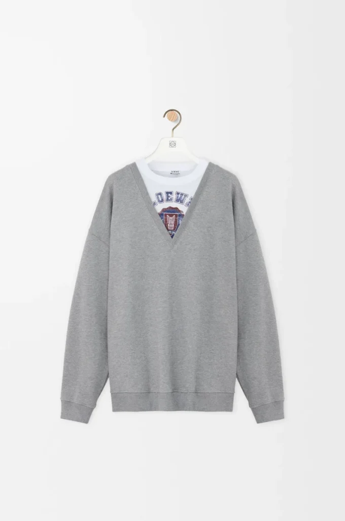 Felpa in cotone grigio melange Felpa in cotone grigio melange