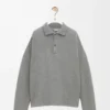 Felpa polo in cotone e cashmere grigio piombo Felpa polo in cotone e cashmere grigio piombo
