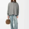 Felpa polo in cotone e cashmere grigio piombo Felpa polo in cotone e cashmere grigio piombo