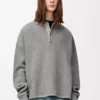 Felpa polo in cotone e cashmere grigio piombo Felpa polo in cotone e cashmere grigio piombo