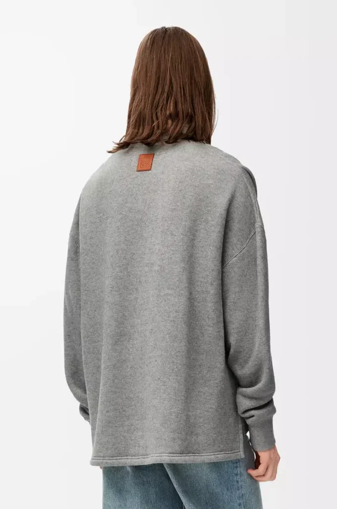 Felpa polo in cotone e cashmere grigio piombo Felpa polo in cotone e cashmere grigio piombo
