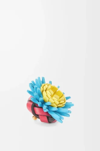 Fiore cactus in pelle di vitello classica Rosa/Blu