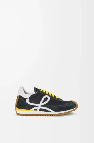 Flow Runner 2.0 in nylon e pelle scamosciata Nero/Bianco/Kaki