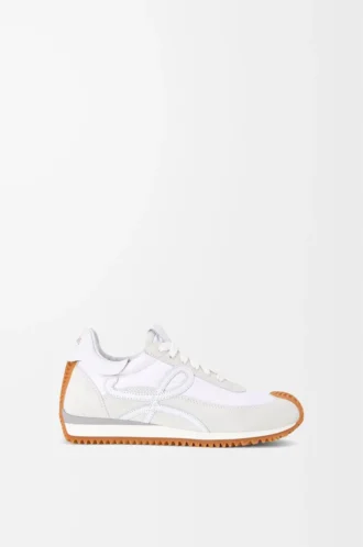 Flow Runner in nylon e pelle scamosciata Bianco