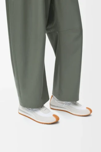 Flow Runner in nylon e pelle scamosciata Bianco