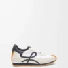 Flow Runner in nylon e pelle scamosciata blu antracite/bianco