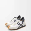 Flow Runner in nylon e pelle scamosciata blu antracite/bianco