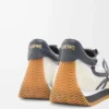 Flow Runner in nylon e pelle scamosciata blu antracite/bianco