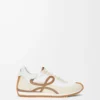 Flow Runner in nylon e pelle scamosciata color cioccolato/quasi ottico
