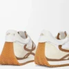 Flow Runner in nylon e pelle scamosciata color cioccolato/quasi ottico