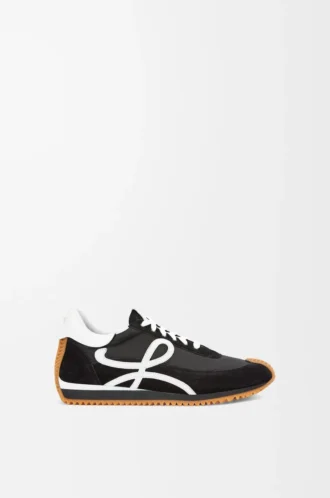 Flow Runner in nylon e pelle scamosciata Nero/Bianco