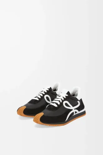 Flow Runner in nylon e pelle scamosciata Nero/Bianco
