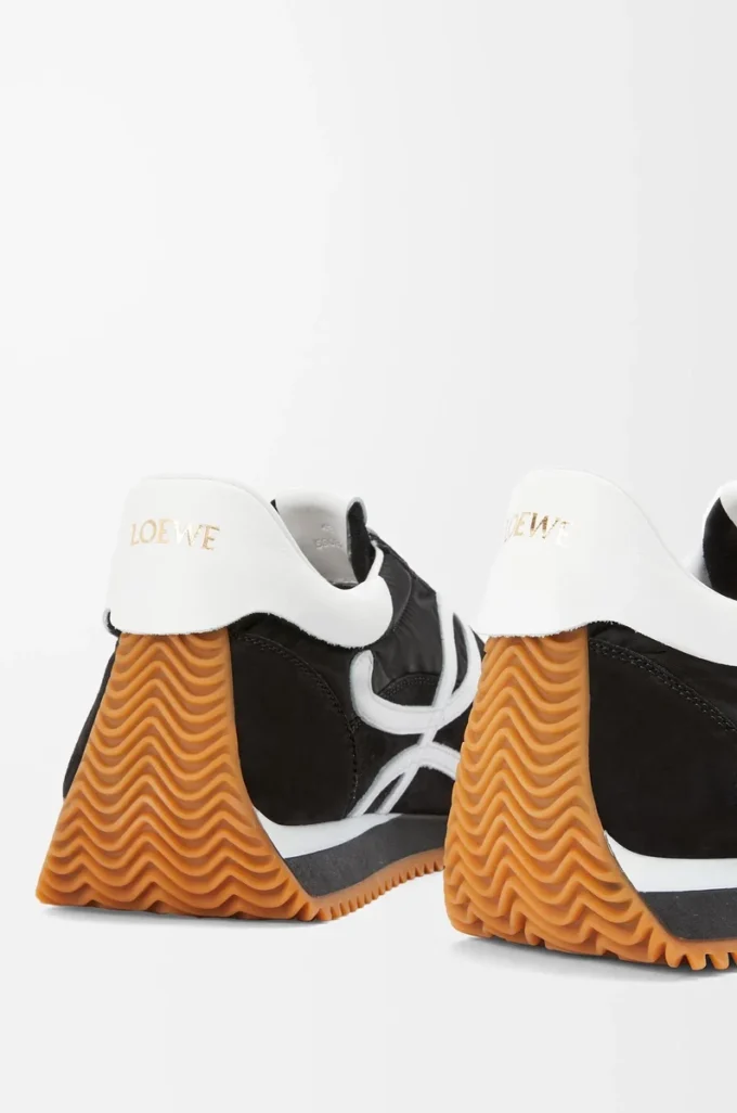 Flow Runner in nylon e pelle scamosciata Nero/Bianco