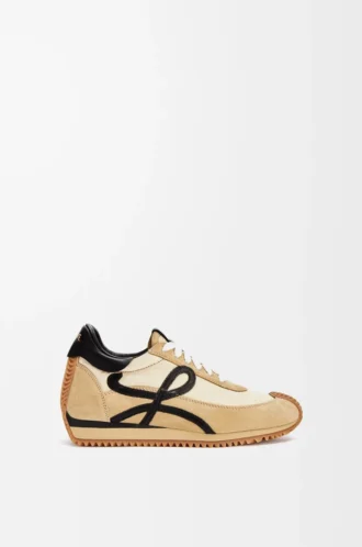 Flow Runner in nylon e pelle scamosciata Oro/Nero