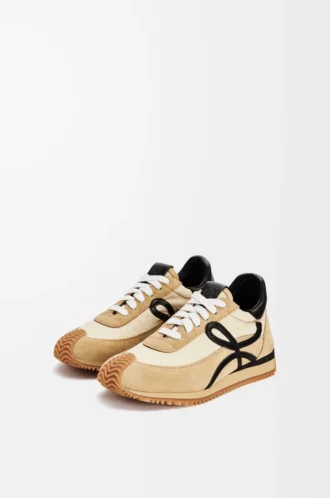 Flow Runner in nylon e pelle scamosciata Oro/Nero