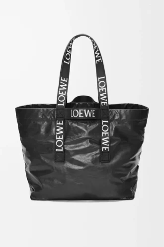 Fold Shopper in pelle di vitello nera