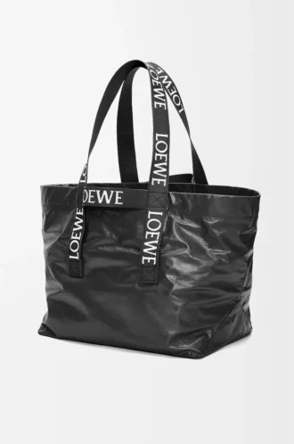 Fold Shopper in pelle di vitello nera