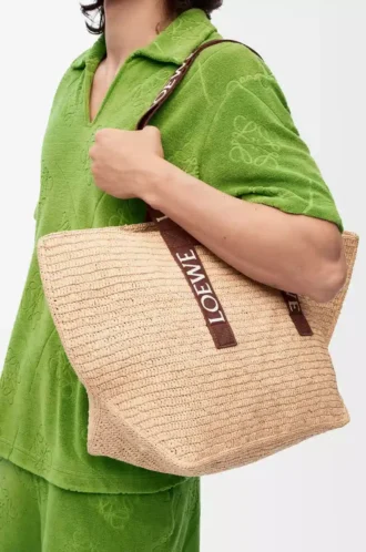 Fold Shopper in rafia Naturale/Tan