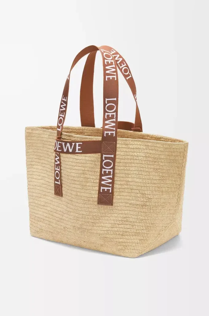Fold Shopper in rafia Naturale/Tan