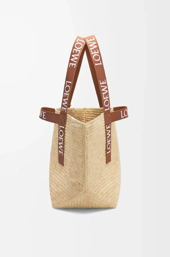 Fold Shopper in rafia Naturale/Tan