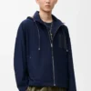 Giacca con cappuccio in cotone blu navy/beige Giacca con cappuccio in cotone blu navy/beige