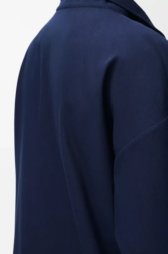 Giacca con cappuccio in cotone blu navy/beige Giacca con cappuccio in cotone blu navy/beige