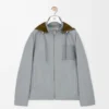 Giacca con cappuccio in cotone grigio chiaro