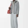 Giacca con cappuccio in cotone grigio chiaro