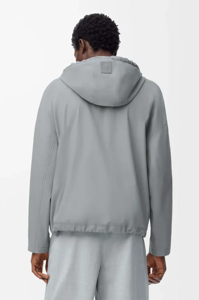 Giacca con cappuccio in cotone grigio chiaro