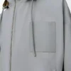 Giacca con cappuccio in cotone grigio chiaro