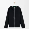 Giacca con cappuccio in lana e cashmere Nero/Verde
