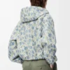 Giacca con cappuccio in lana e cotone bianco/blu Giacca con cappuccio in lana e cotone bianco/blu