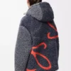 Giacca con cappuccio in misto lana blu navy/arancione Giacca con cappuccio in misto lana blu navy/arancione
