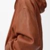 Giacca con cappuccio in nappa di agnello Tan