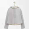 Giacca con cappuccio in shearling grigio melange chiaro