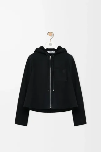 Giacca con cappuccio in shearling Nero