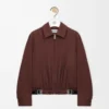 Giacca con cintura in cotone e seta Coffee Giacca con cintura in cotone e seta Coffee
