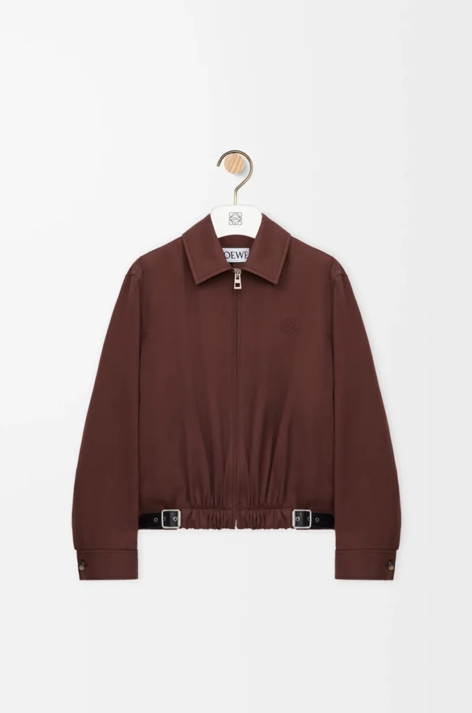 Giacca con cintura in cotone e seta Coffee Giacca con cintura in cotone e seta Coffee