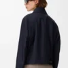 Giacca con cintura in lana e seta blu navy