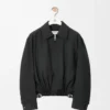 Giacca con cintura in lana Nero