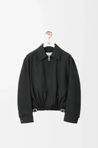 Giacca con cintura in lana Nero