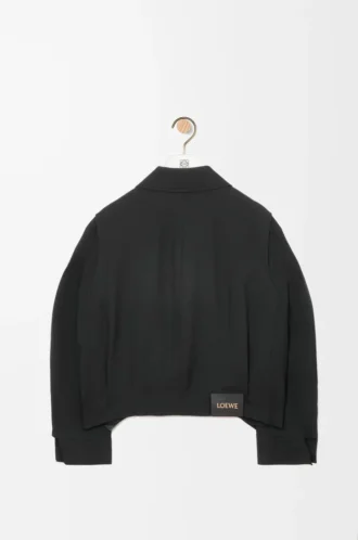 Giacca con cintura in lana Nero