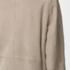 Giacca con cintura in pelle scamosciata di capra Beige scuro
