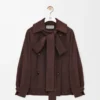 Giacca con fiocco in pelle scamosciata di capra Marrone