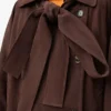 Giacca con fiocco in pelle scamosciata di capra Marrone